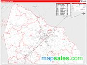 Rowan County, NC <br /> Wall Map <br /> Zip Code <br /> Red Line Style 2024 Map