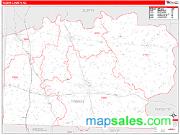 Yadkin County, NC <br /> Wall Map <br /> Zip Code <br /> Red Line Style 2024 Map