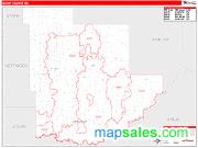 Grant County, ND <br /> Wall Map <br /> Zip Code <br /> Red Line Style 2024 Map