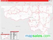 McLean County, ND <br /> Wall Map <br /> Zip Code <br /> Red Line Style 2024 Map