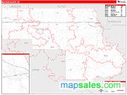 Morton County, ND <br /> Wall Map <br /> Zip Code <br /> Red Line Style 2024 Map