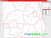 Pembina County, ND <br /> Wall Map <br /> Zip Code <br /> Red Line Style 2024 Map
