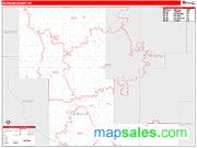 Renville County, ND <br /> Wall Map <br /> Zip Code <br /> Red Line Style 2024 Map