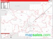 Allen County, OH <br /> Wall Map <br /> Zip Code <br /> Red Line Style 2024 Map