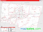 Clark County, OH <br /> Wall Map <br /> Zip Code <br /> Red Line Style 2024 Map