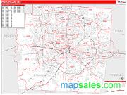 Franklin County, OH <br /> Wall Map <br /> Zip Code <br /> Red Line Style 2024 Map