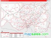 Hamilton County, OH <br /> Wall Map <br /> Zip Code <br /> Red Line Style 2024 Map