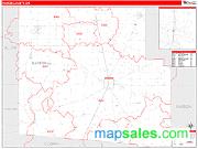 Hardin County, OH <br /> Wall Map <br /> Zip Code <br /> Red Line Style 2024 Map