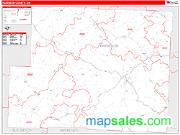 Harrison County, OH <br /> Wall Map <br /> Zip Code <br /> Red Line Style 2024 Map