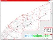 Lake County, OH <br /> Wall Map <br /> Zip Code <br /> Red Line Style 2024 Map