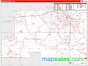 Mahoning County, OH <br /> Wall Map <br /> Zip Code <br /> Red Line Style 2024 Map