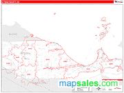 Ottawa County, OH <br /> Wall Map <br /> Zip Code <br /> Red Line Style 2024 Map