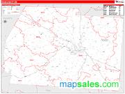 Ross County, OH <br /> Wall Map <br /> Zip Code <br /> Red Line Style 2024 Map
