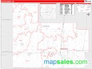Carter County, OK <br /> Wall Map <br /> Zip Code <br /> Red Line Style 2024 Map