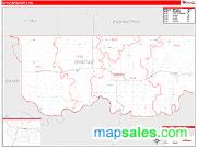 Choctaw County, OK <br /> Wall Map <br /> Zip Code <br /> Red Line Style 2024 Map