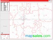 Garfield County, OK <br /> Wall Map <br /> Zip Code <br /> Red Line Style 2024 Map