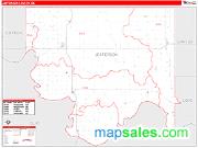 Jefferson County, OK <br /> Wall Map <br /> Zip Code <br /> Red Line Style 2024 Map