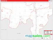 Love County, OK <br /> Wall Map <br /> Zip Code <br /> Red Line Style 2024 Map