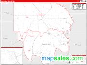 Marshall County, OK <br /> Wall Map <br /> Zip Code <br /> Red Line Style 2024 Map