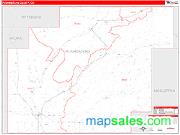 Pushmataha County, OK <br /> Wall Map <br /> Zip Code <br /> Red Line Style 2024 Map