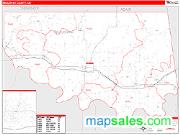 Sequoyah County, OK <br /> Wall Map <br /> Zip Code <br /> Red Line Style 2024 Map