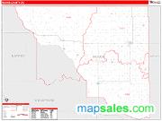 Woods County, OK <br /> Wall Map <br /> Zip Code <br /> Red Line Style 2024 Map