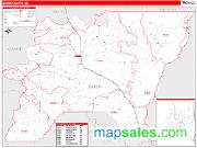 Baker County, OR <br /> Wall Map <br /> Zip Code <br /> Red Line Style 2024 Map