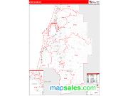 Coos County, OR <br /> Wall Map <br /> Zip Code <br /> Red Line Style 2024 Map
