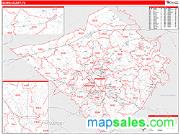 Berks County, PA <br /> Wall Map <br /> Zip Code <br /> Red Line Style 2024 Map