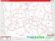 Bradford County, PA <br /> Wall Map <br /> Zip Code <br /> Red Line Style 2024 Map