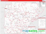 Clearfield County, PA <br /> Wall Map <br /> Zip Code <br /> Red Line Style 2024 Map