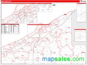 Erie County, PA <br /> Wall Map <br /> Zip Code <br /> Red Line Style 2024 Map