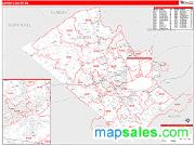 Lehigh County, PA <br /> Wall Map <br /> Zip Code <br /> Red Line Style 2024 Map