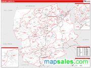 Luzerne County, PA <br /> Wall Map <br /> Zip Code <br /> Red Line Style 2024 Map