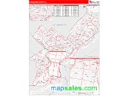 Philadelphia County, PA <br /> Wall Map <br /> Zip Code <br /> Red Line Style 2024 Map