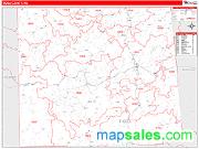 Tioga County, PA <br /> Wall Map <br /> Zip Code <br /> Red Line Style 2024 Map