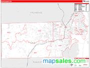 Kent County, RI <br /> Wall Map <br /> Zip Code <br /> Red Line Style 2024 Map
