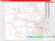 Providence County, RI <br /> Wall Map <br /> Zip Code <br /> Red Line Style 2024 Map