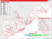 Charleston County, SC <br /> Wall Map <br /> Zip Code <br /> Red Line Style 2024 Map