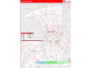 Greenville County, SC <br /> Wall Map <br /> Zip Code <br /> Red Line Style 2024 Map