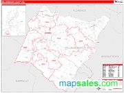Williamsburg County, SC <br /> Wall Map <br /> Zip Code <br /> Red Line Style 2024 Map