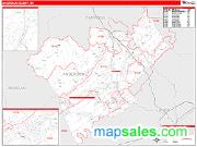 Anderson County, TN <br /> Wall Map <br /> Zip Code <br /> Red Line Style 2024 Map