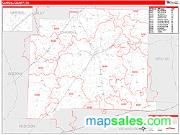 Carroll County, TN <br /> Wall Map <br /> Zip Code <br /> Red Line Style 2024 Map