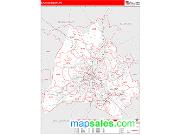 Davidson County, TN <br /> Wall Map <br /> Zip Code <br /> Red Line Style 2024 Map