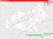 Hamblen County, TN <br /> Wall Map <br /> Zip Code <br /> Red Line Style 2024 Map
