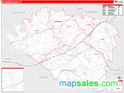 Jefferson County, TN <br /> Wall Map <br /> Zip Code <br /> Red Line Style 2024 Map