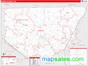 Robertson County, TN <br /> Wall Map <br /> Zip Code <br /> Red Line Style 2024 Map