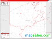 Archer County, TX <br /> Wall Map <br /> Zip Code <br /> Red Line Style 2024 Map