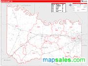 Bowie County, TX <br /> Wall Map <br /> Zip Code <br /> Red Line Style 2024 Map