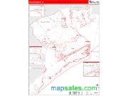 Calhoun County, TX <br /> Wall Map <br /> Zip Code <br /> Red Line Style 2024 Map